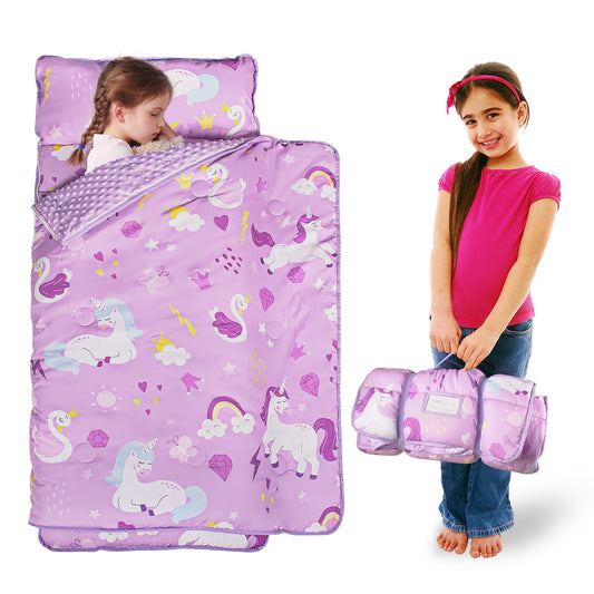 PRIMLECT Nap Mat with Removable Blanket - Lilac Unicorn