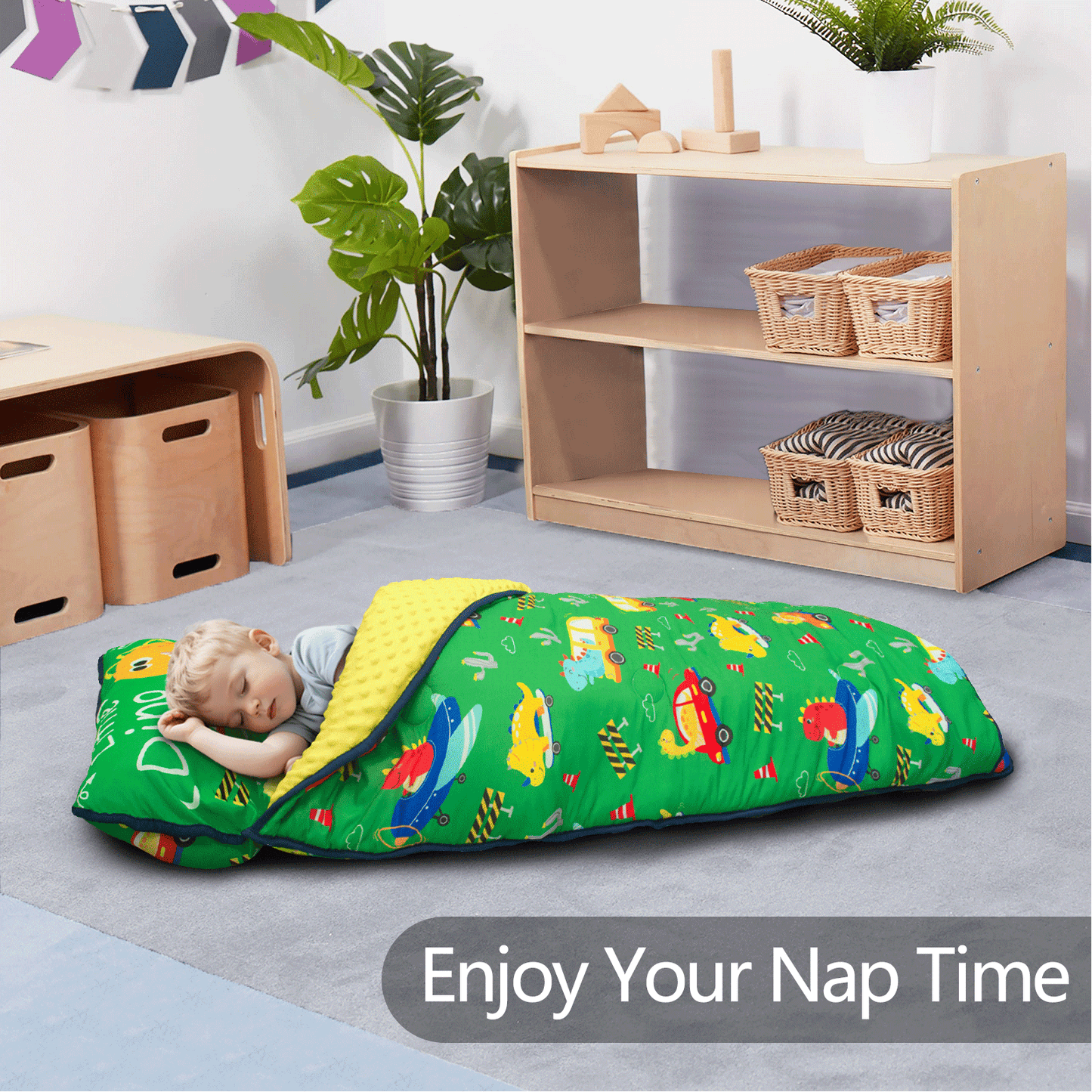 PRIMLECT Regular Nap Mat - Green Dinosaur
