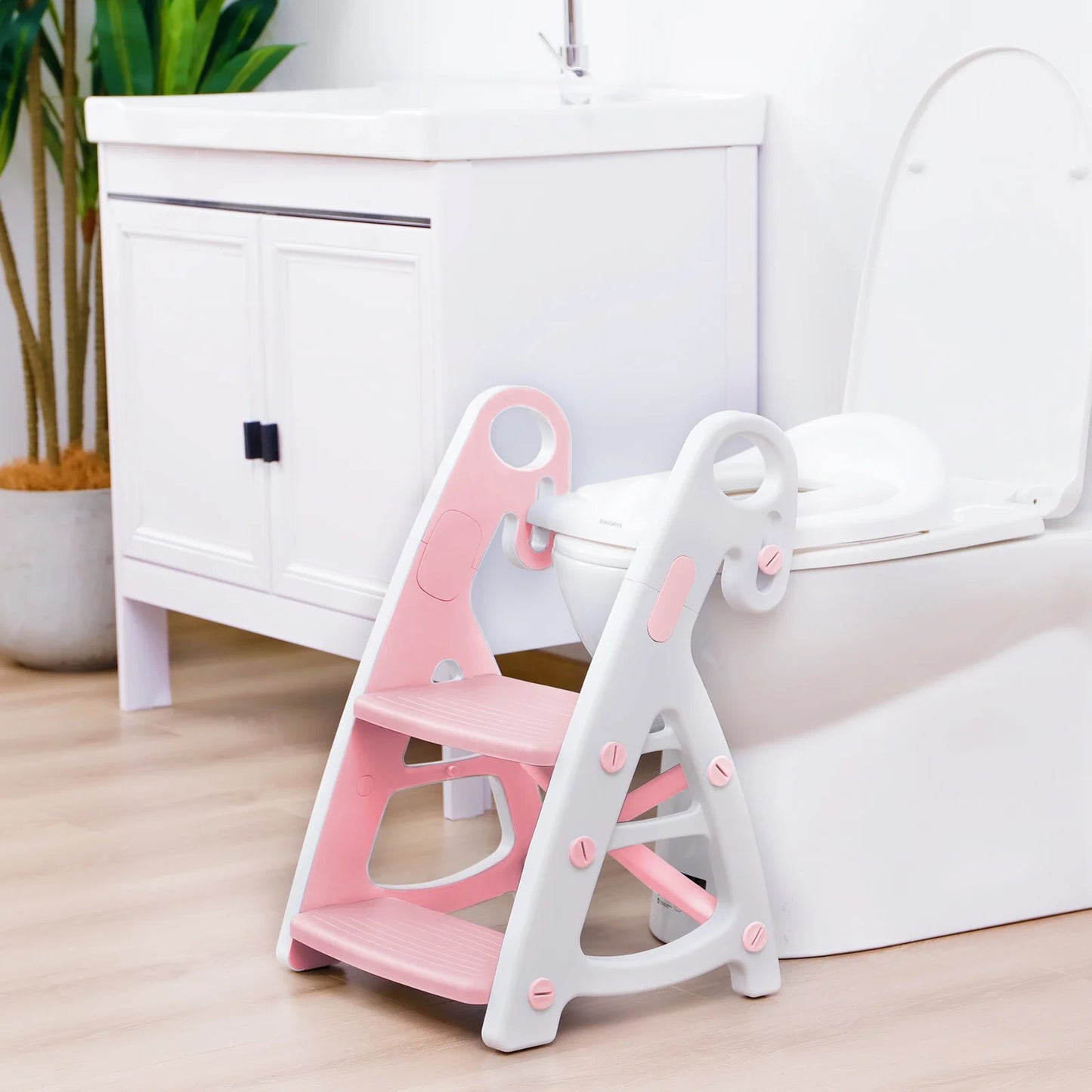 PRIMLECT Potty Training Toilet Seat & Toddler Step Stool - Light Pink