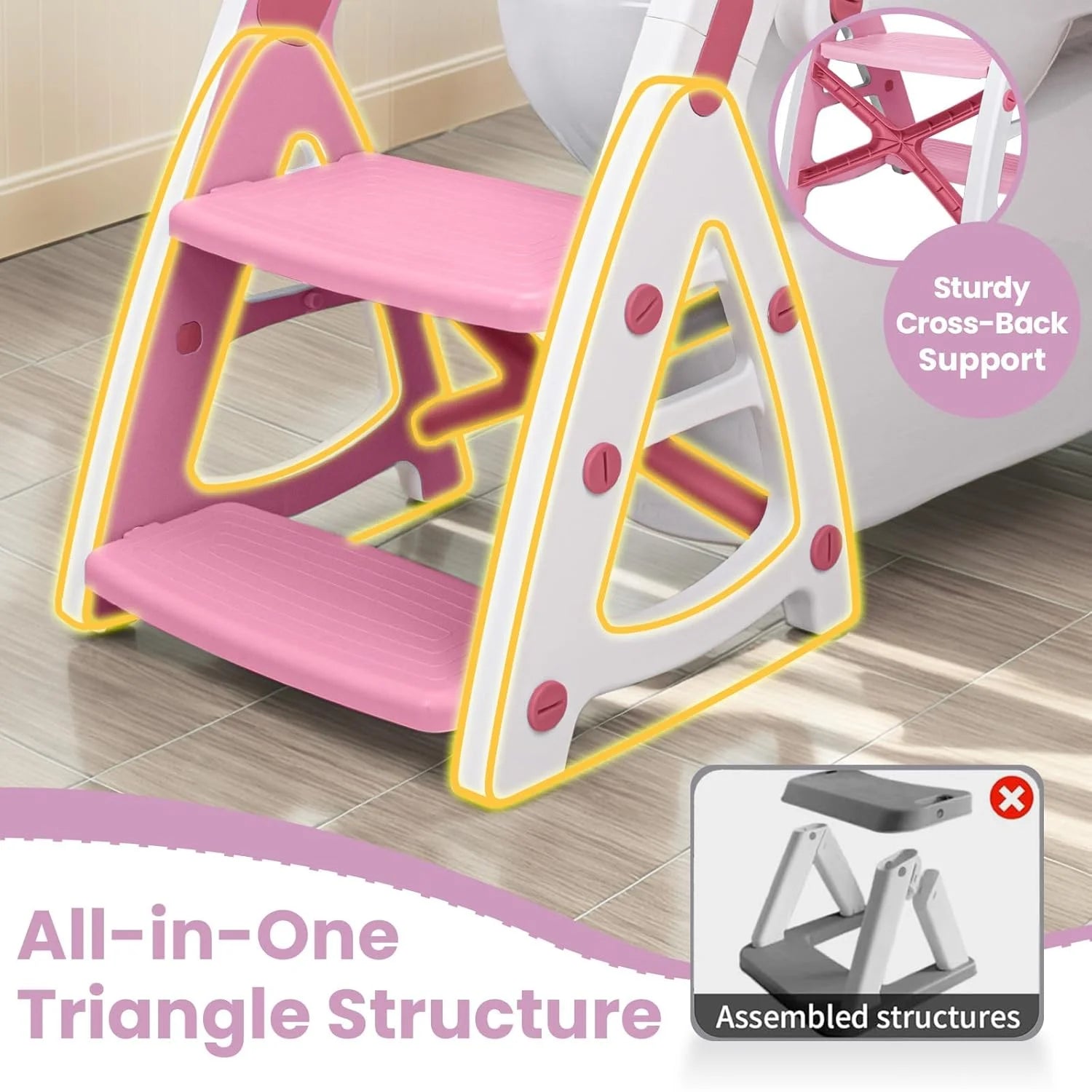 PRIMLECT Potty Training Toilet Seat & Toddler Step Stool - Pink