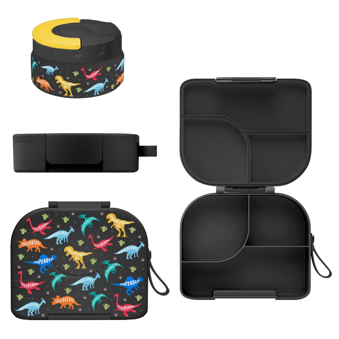 Primlect Bento Box -Black Dinosaurs