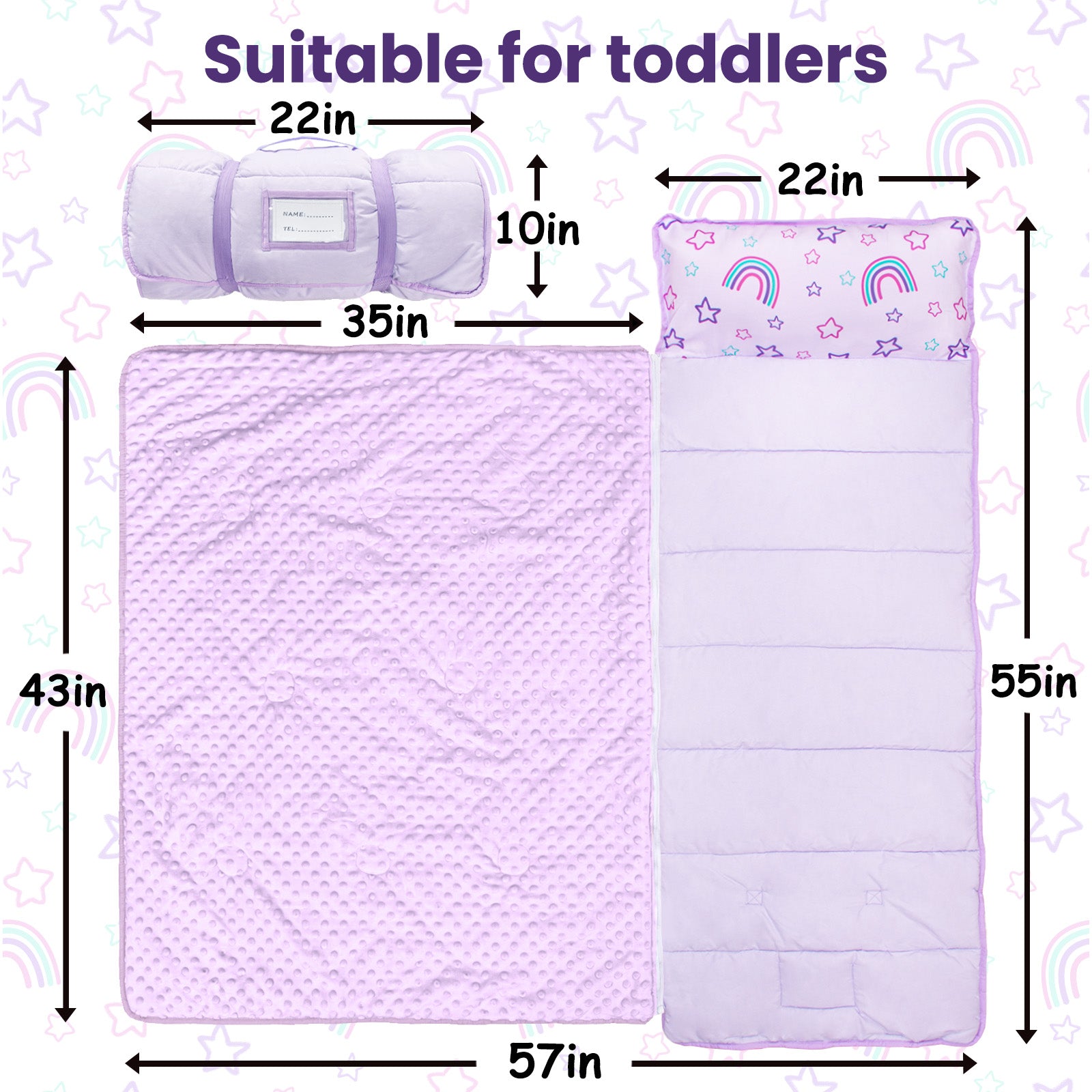 Primlect Detachable Blanket Nap Mat - Purple Rainbow