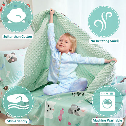 Primlect Baby Crib Bedding Set for Boy Girls-Green Puppies