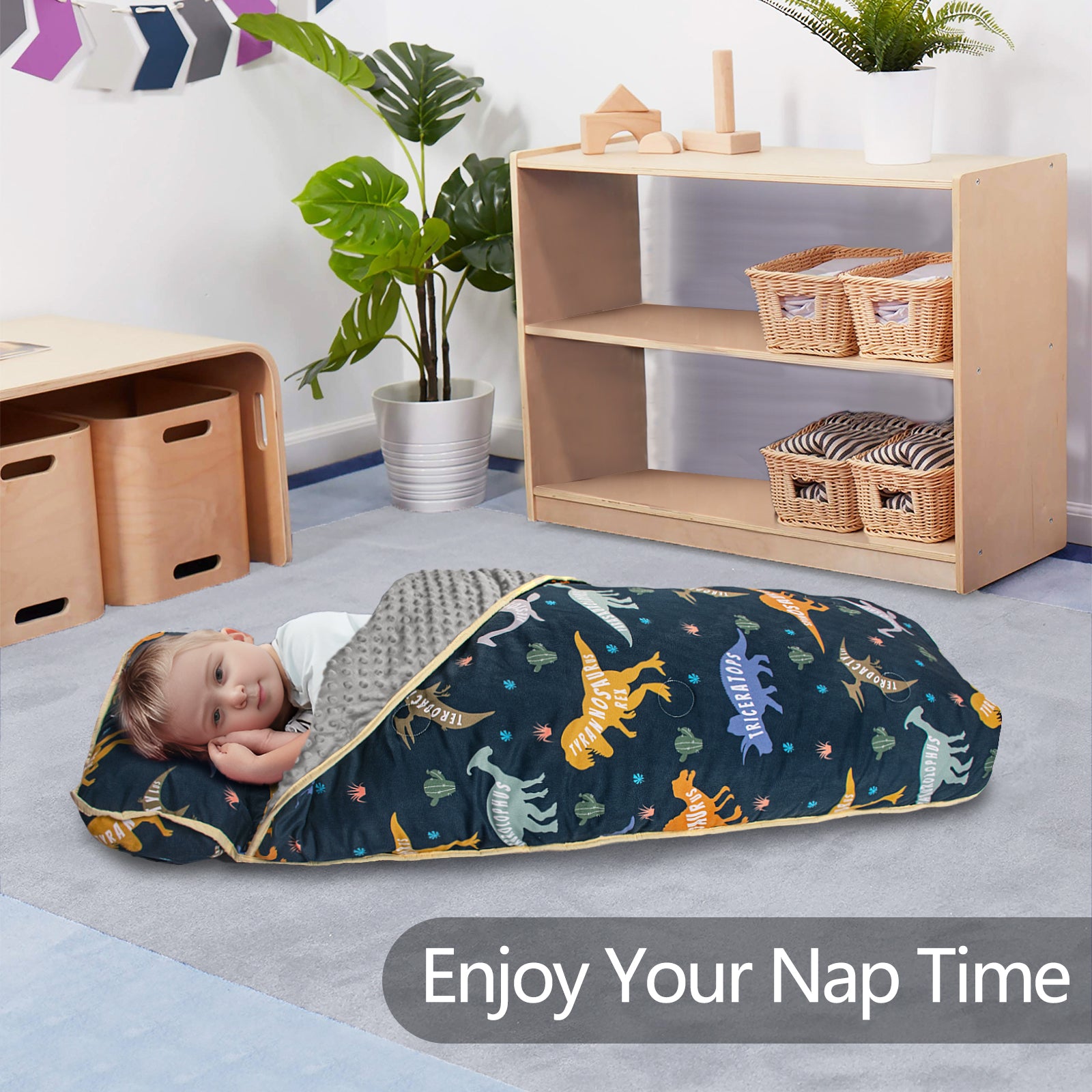 PRIMLECT  Ultra Soft Nap Mat - Green Dinosaurs