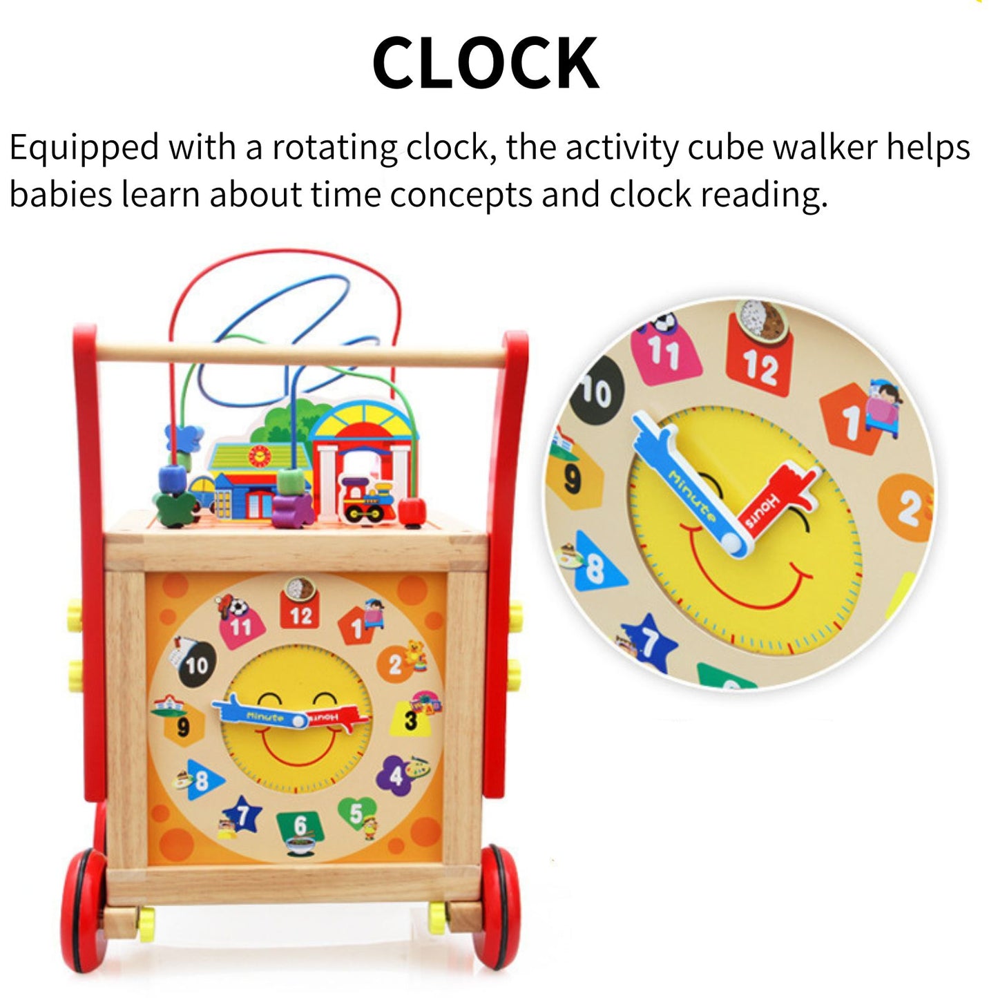 PRIMLECT Wooden Baby Activity Cube Walker