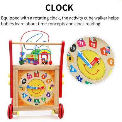 PRIMLECT Wooden Baby Activity Cube Walker