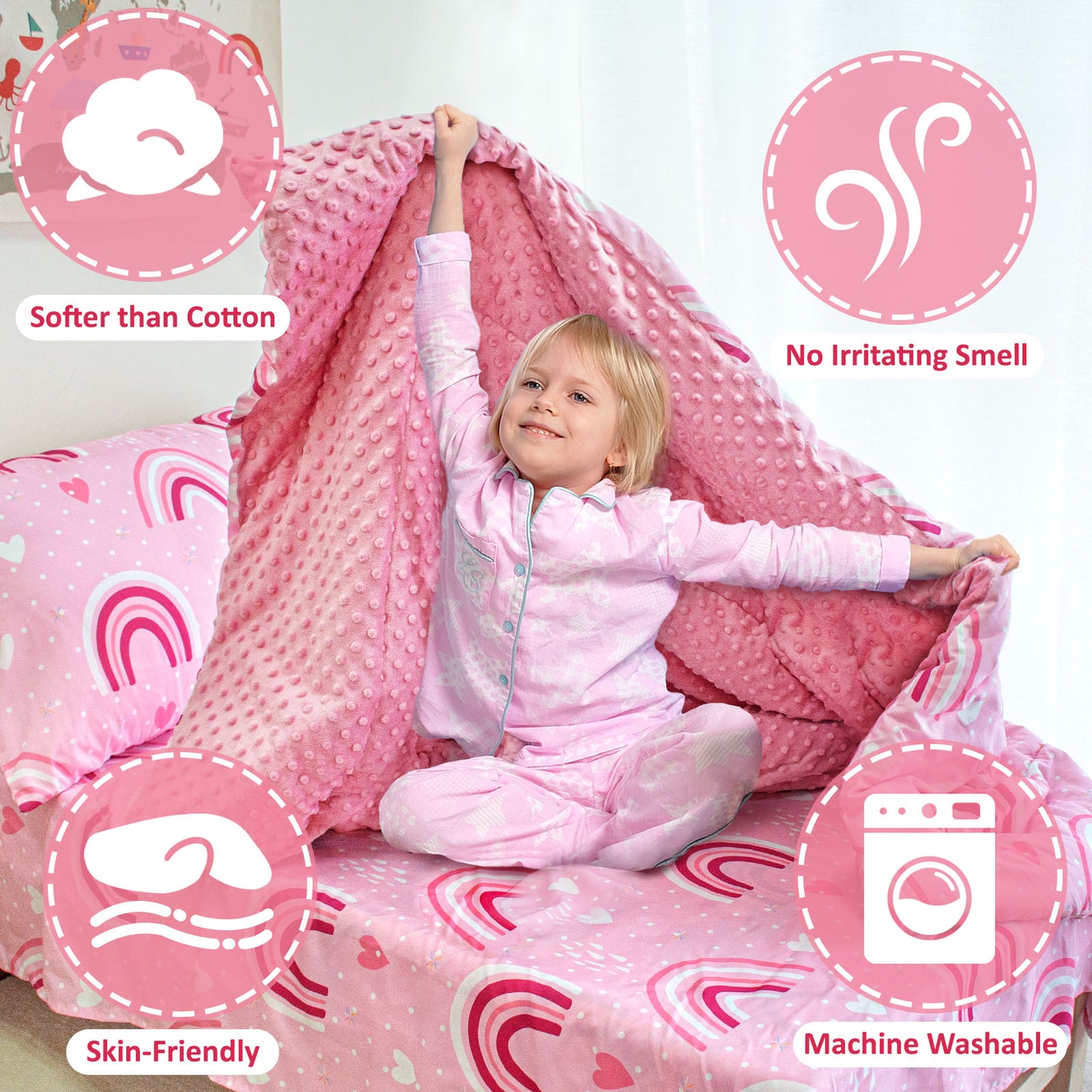 Primlect Baby Crib Bedding Set for Boy Girls-Pink Rainbow