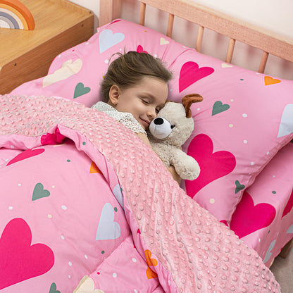 Primlect Baby Crib Bedding Set for Boy Girls-Pink Hearts