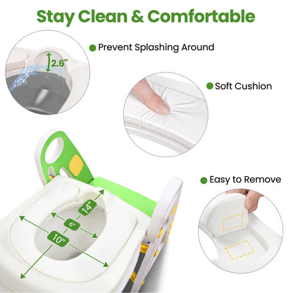 PRIMLECT Potty Training Toilet Seat & Toddler Step Stool - Green Yellow