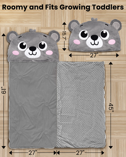 Primlect Sleeping Bag, 61" x 27" Plush Nap Mat with Pillow, Cozy Slumber Bag for Sleepovers