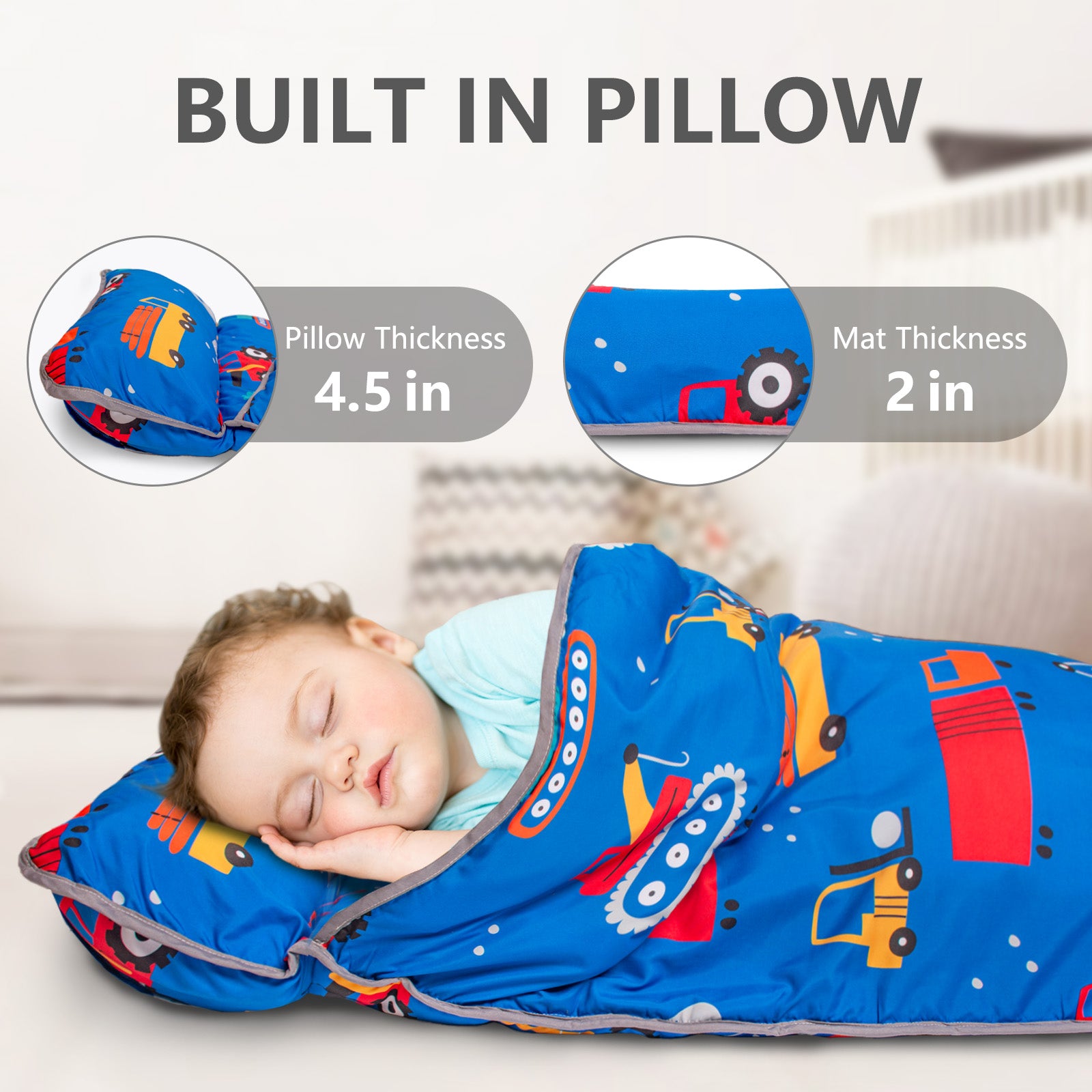 PRIMLECT  Ultra Soft Nap Mat - Blue Cars