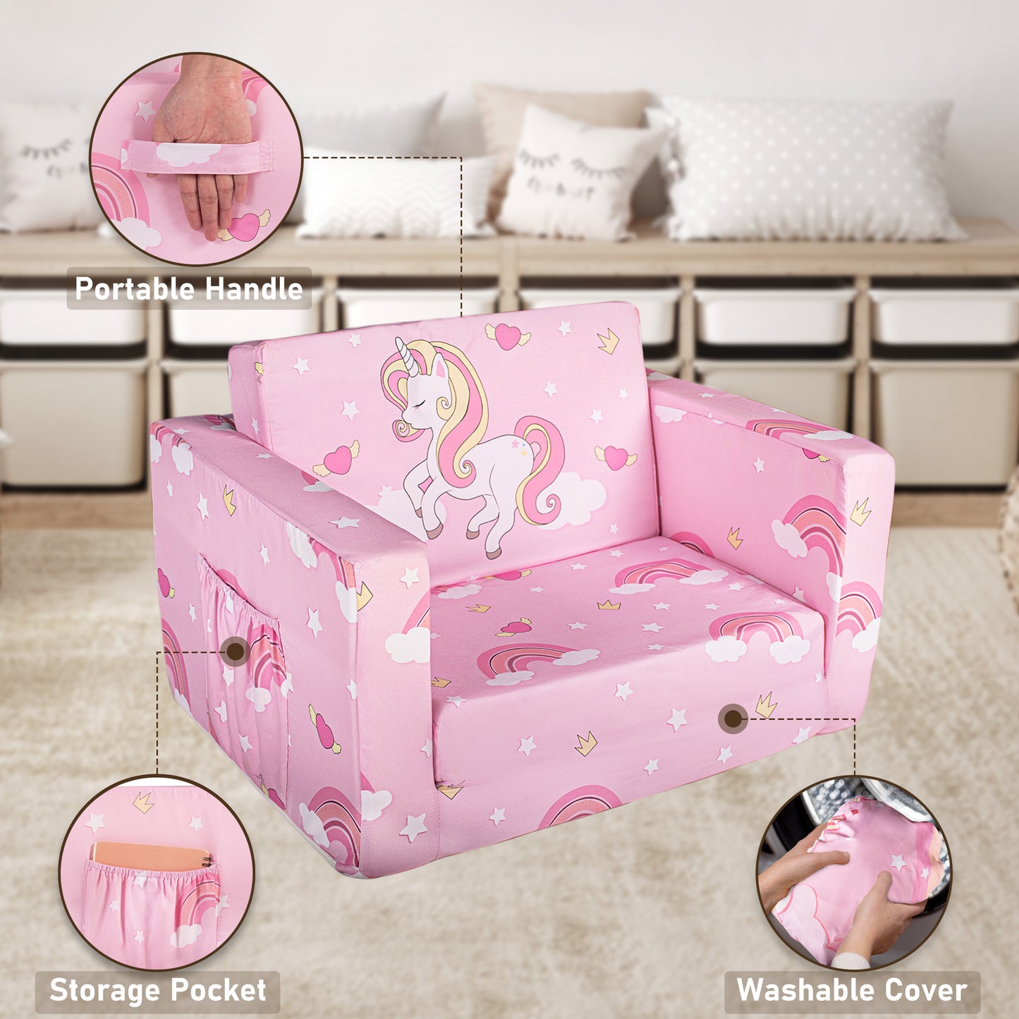 PRIMLECT Kids Sofa - Pink Pony