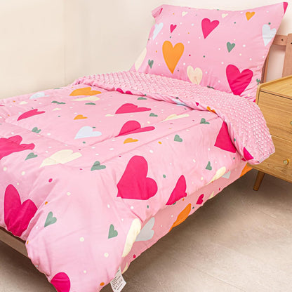 Primlect Baby Crib Bedding Set for Boy Girls-Pink Hearts