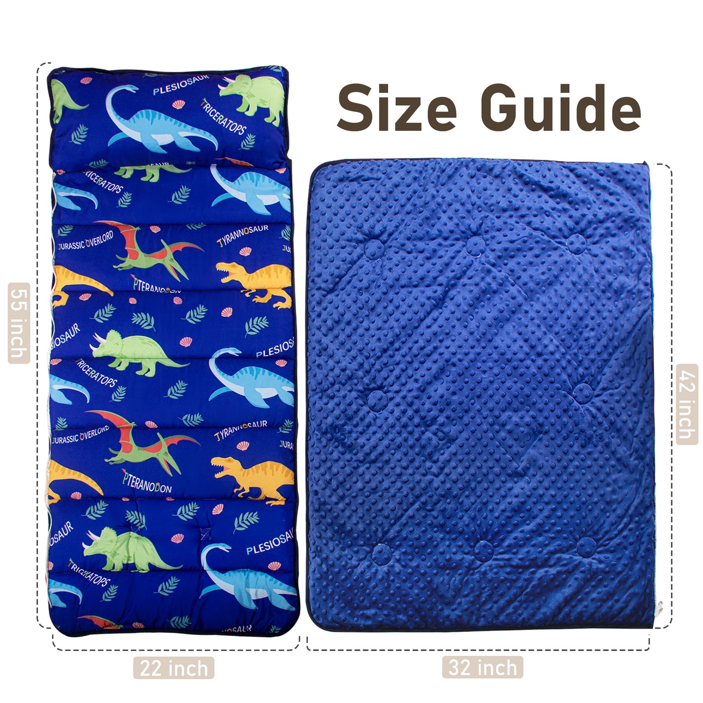 PRIMLECT Nap Mat with Removable Blanket - Blue Dinosaur