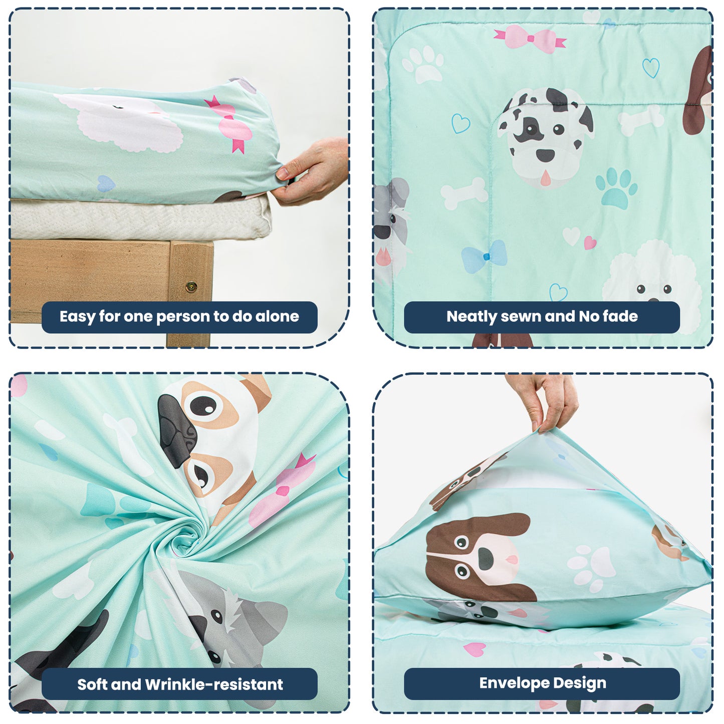 Primlect Baby Crib Bedding Set for Boy Girls-Green Puppies