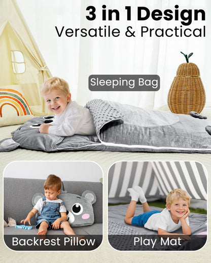Primlect Sleeping Bag, 61" x 27" Plush Nap Mat with Pillow, Cozy Slumber Bag for Sleepovers