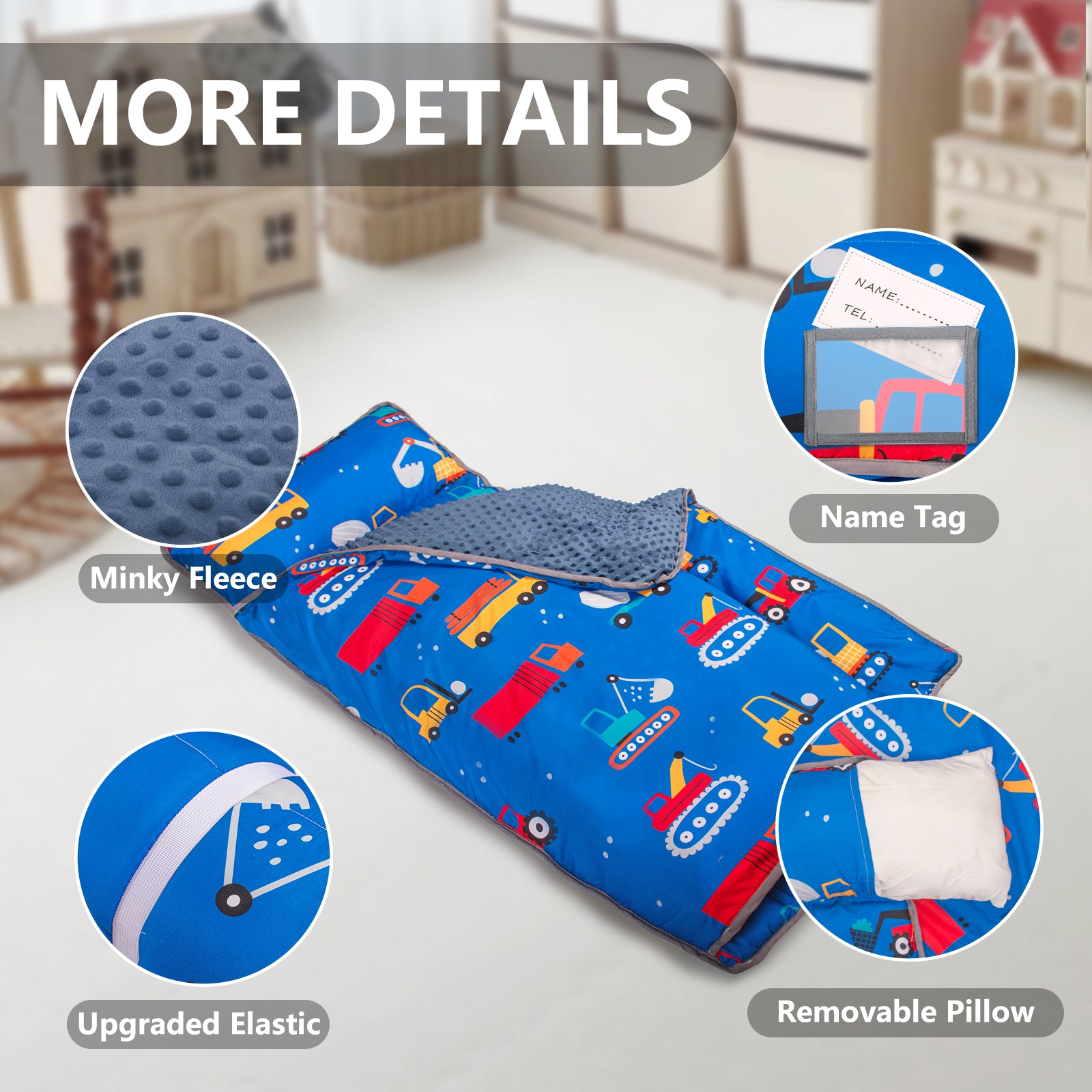 PRIMLECT  Ultra Soft Nap Mat - Blue Cars