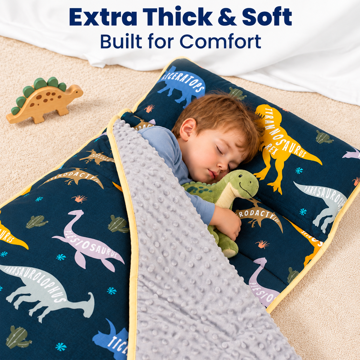 Primlect Nap Mat, 55" x 22" x 2", Thickened Sleeping Bags with Removable Pillow, Glow in the Dark, for Daycare