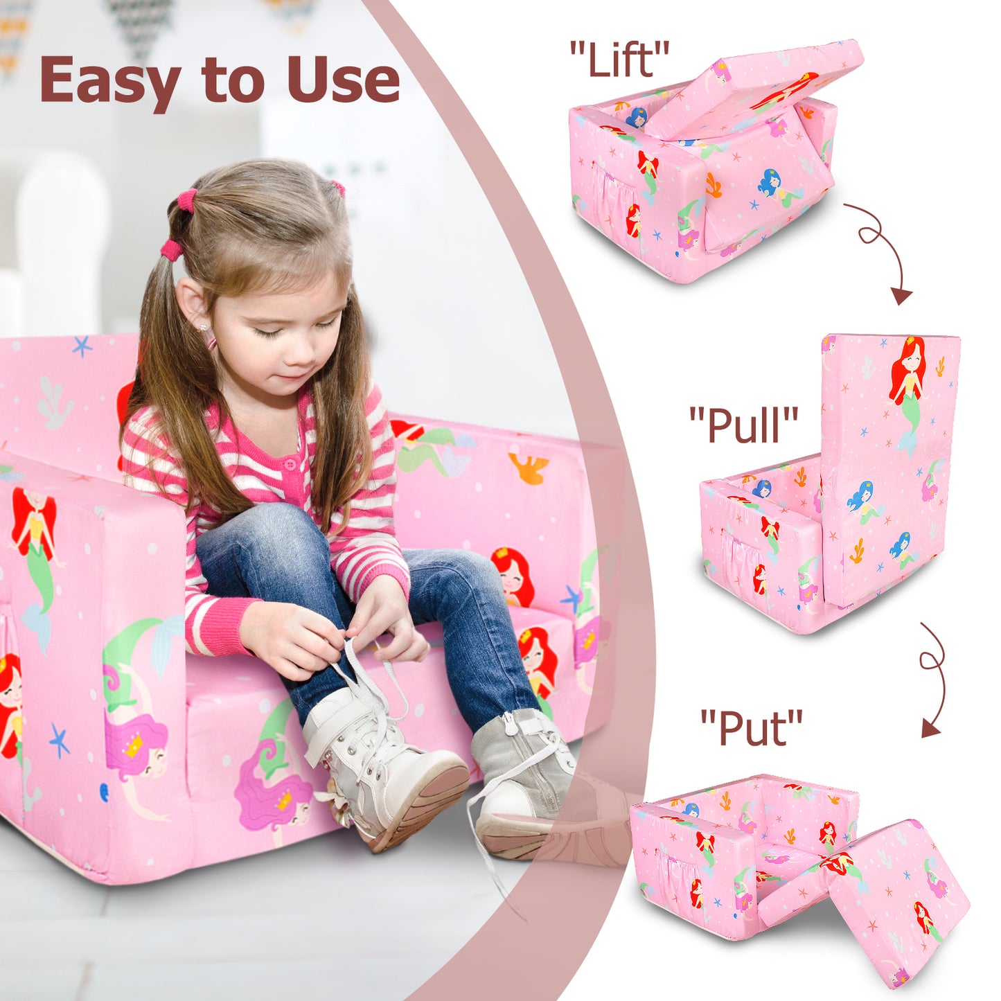 PRIMLECT Kids Sofa - Pink mermaid