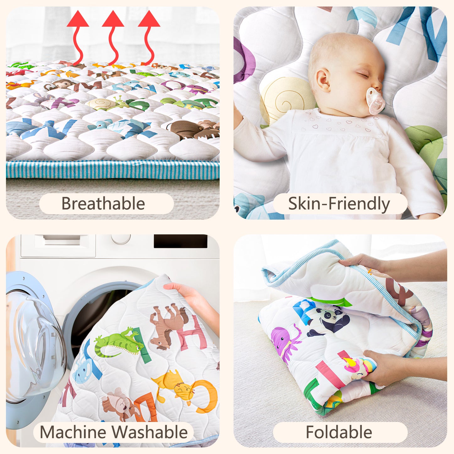 PRIMLECT Large-Sized Play Mat 71"x 59" - Animal Alphabet