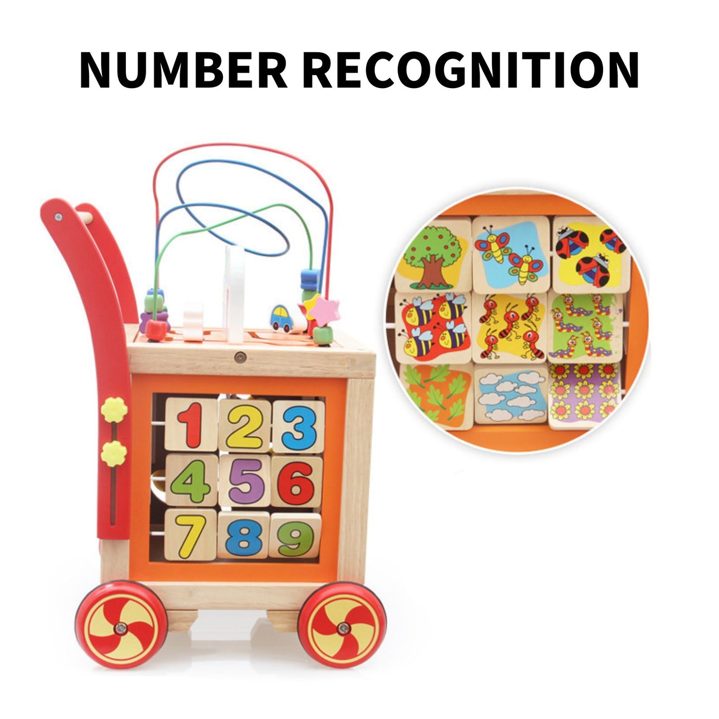 PRIMLECT Wooden Baby Activity Cube Walker