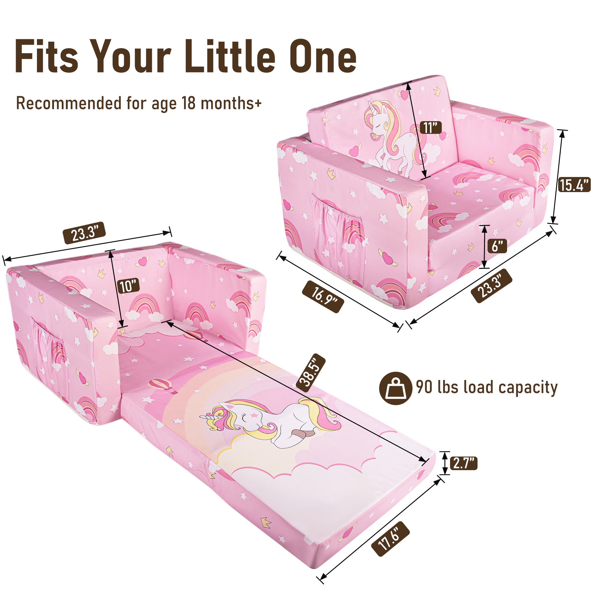 PRIMLECT Kids Sofa - Pink Pony