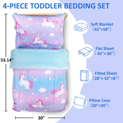 Primlect Baby Crib Bedding Set for Boy Girls-Gradient Unicorn