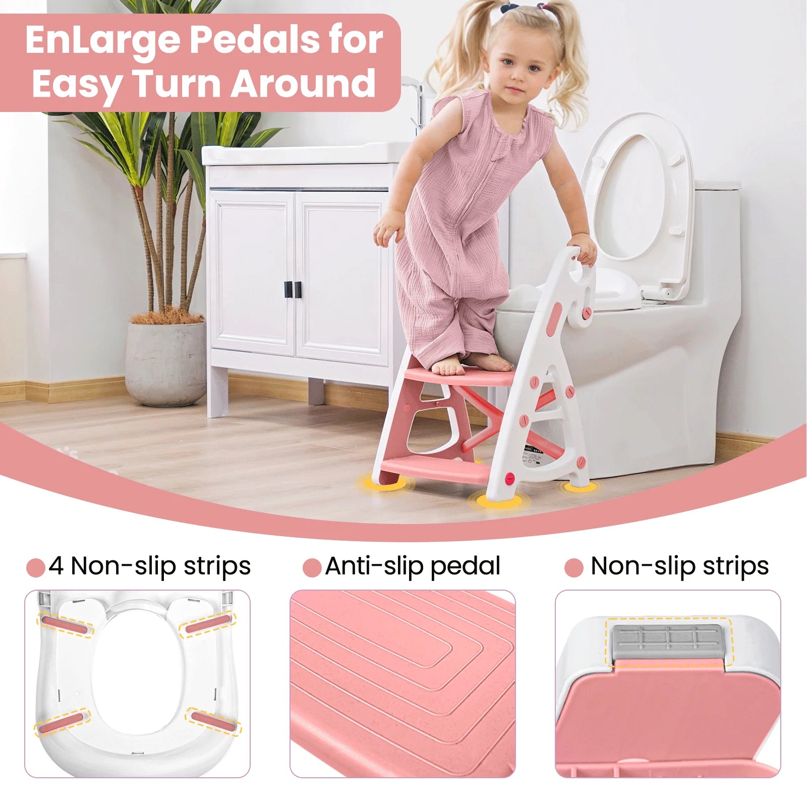 PRIMLECT Potty Training Toilet Seat & Toddler Step Stool - Light Pink