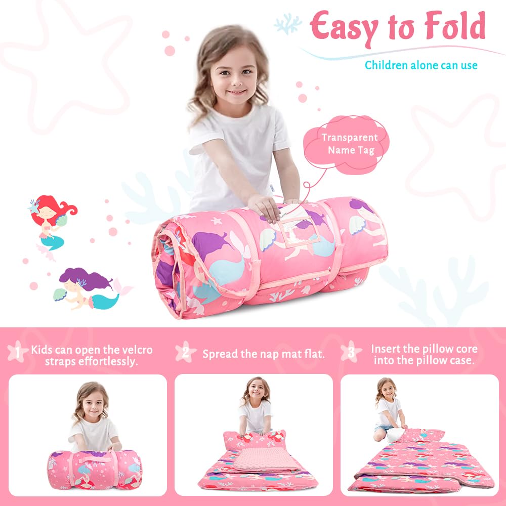 PRIMLECT Nap Mat with Removable Pad - Pink Mermaid