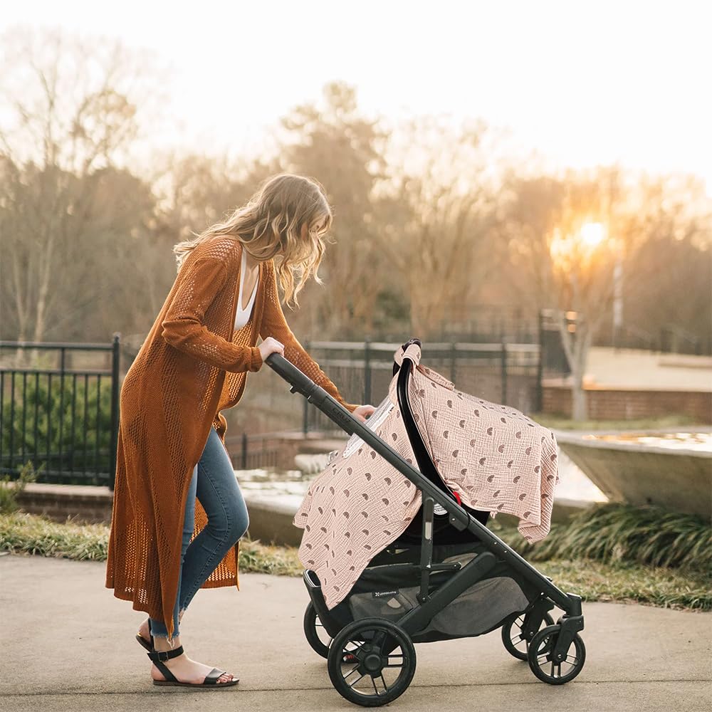 PRIMLECT Muslin Car Seat Cover - Boho Rainbow