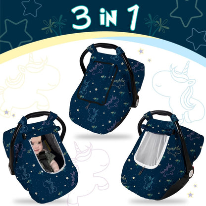 PRIMLECT Baby Car Seat Cover - Blue Unicorn