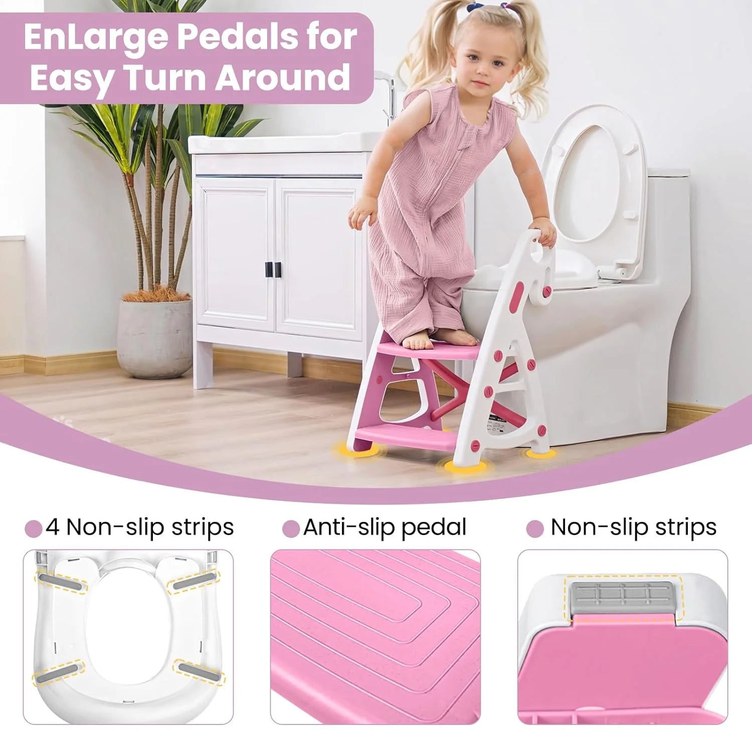 PRIMLECT Potty Training Toilet Seat & Toddler Step Stool - Pink