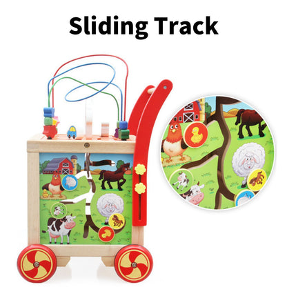 PRIMLECT Wooden Baby Activity Cube Walker