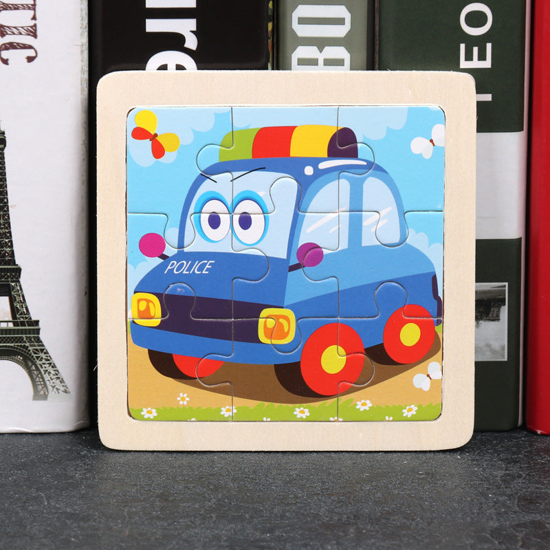 Primlect Wooden Cartoon Pattern Puzzle 9 Pieces (Traffic）