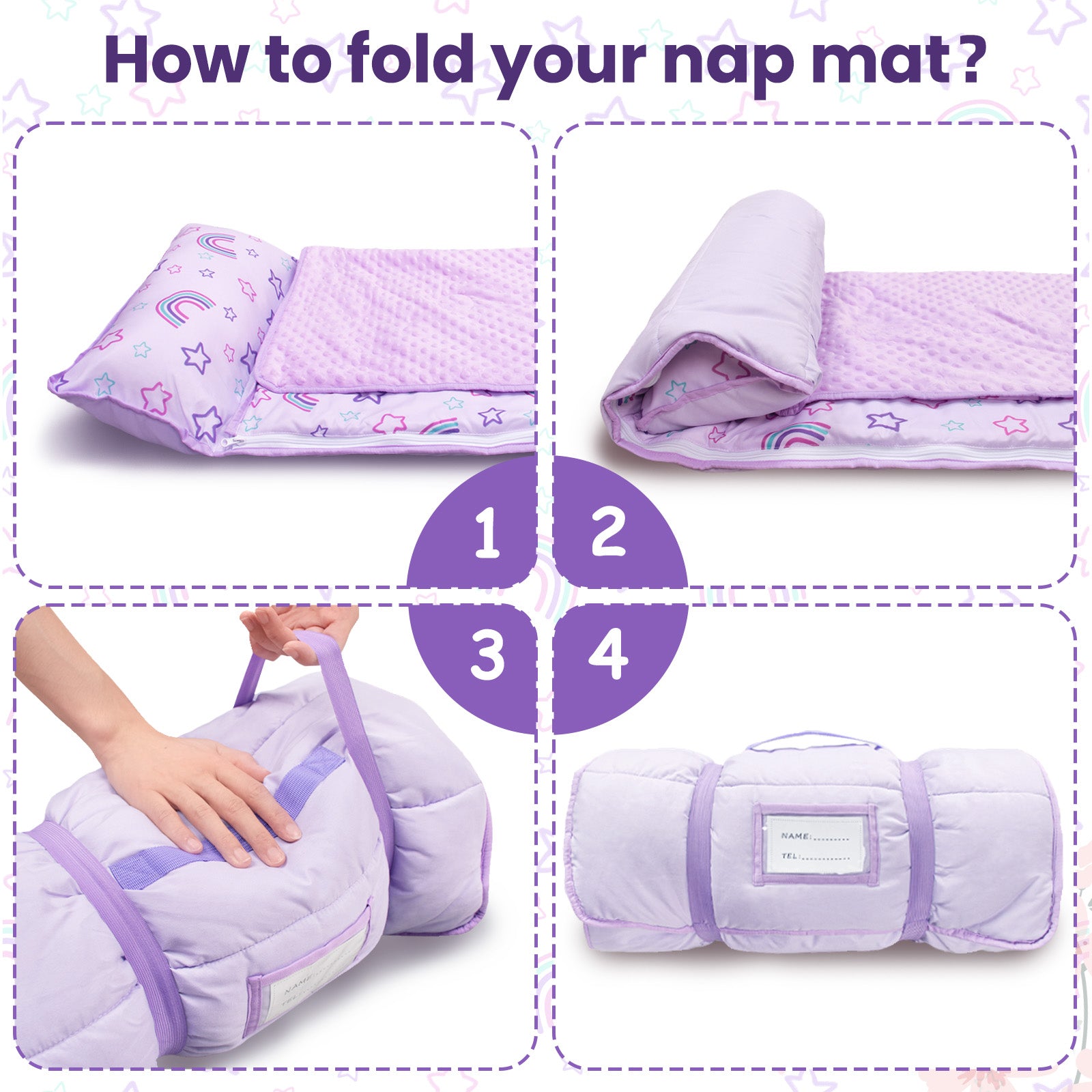 Primlect Detachable Blanket Nap Mat - Purple Rainbow