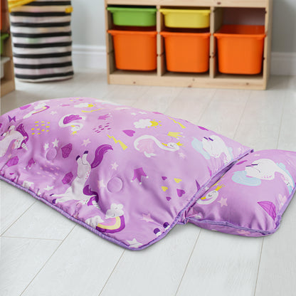 PRIMLECT Nap Mat with Removable Blanket - Lilac Unicorn