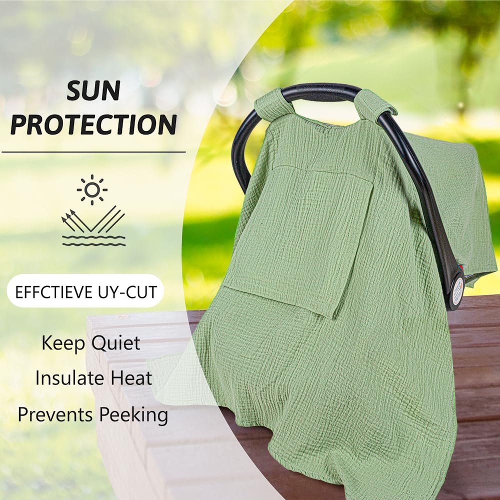 PRIMLECT Muslin Car Seat Cover - Green