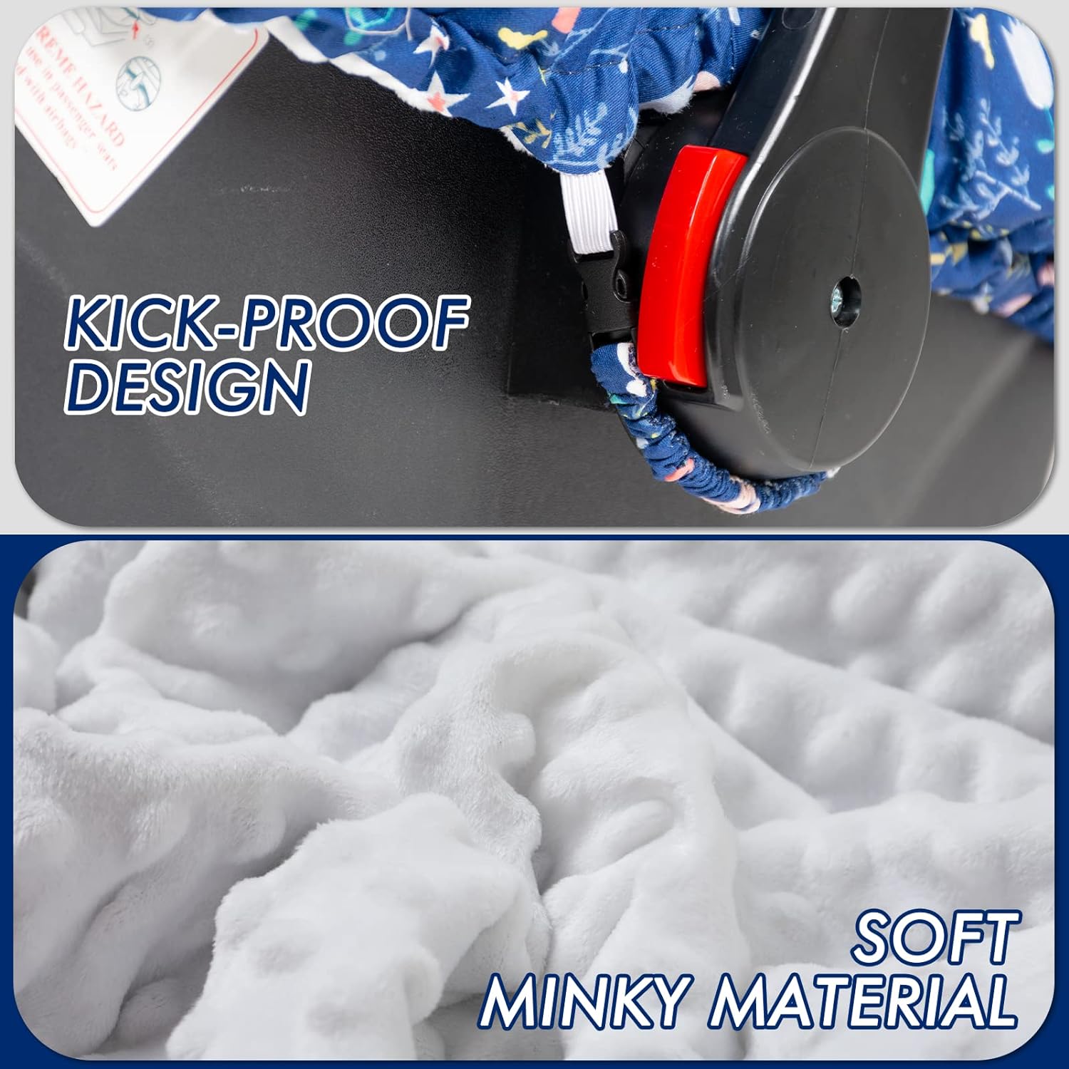 Minky Baby Car Seat Cover - Blue Animal