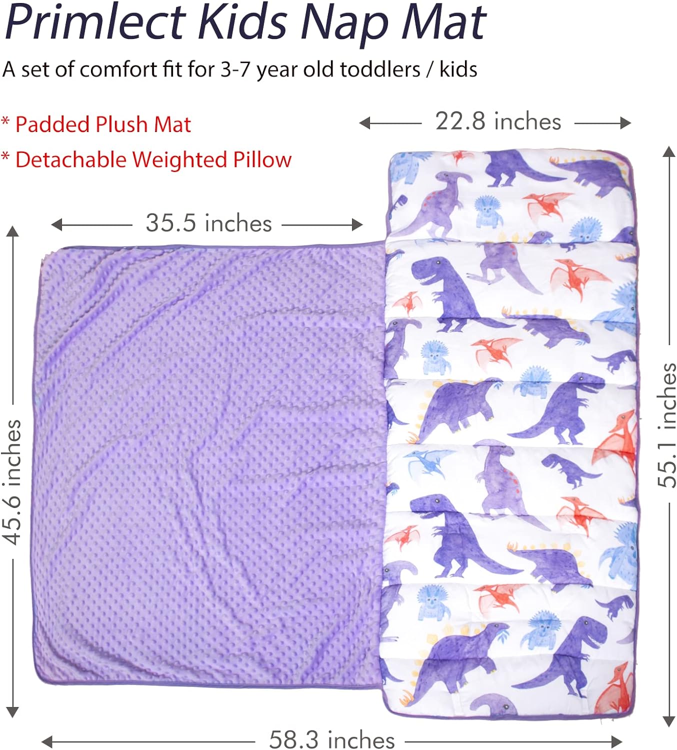 PRIMLECT Regular Nap Mat - Lilac Dinosaur