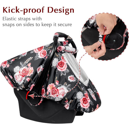 PRIMLECT Baby Car Seat Cover - Black Flowers