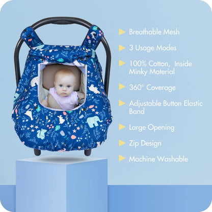 PRIMLECT Baby Car Seat Cover - Blue Animal