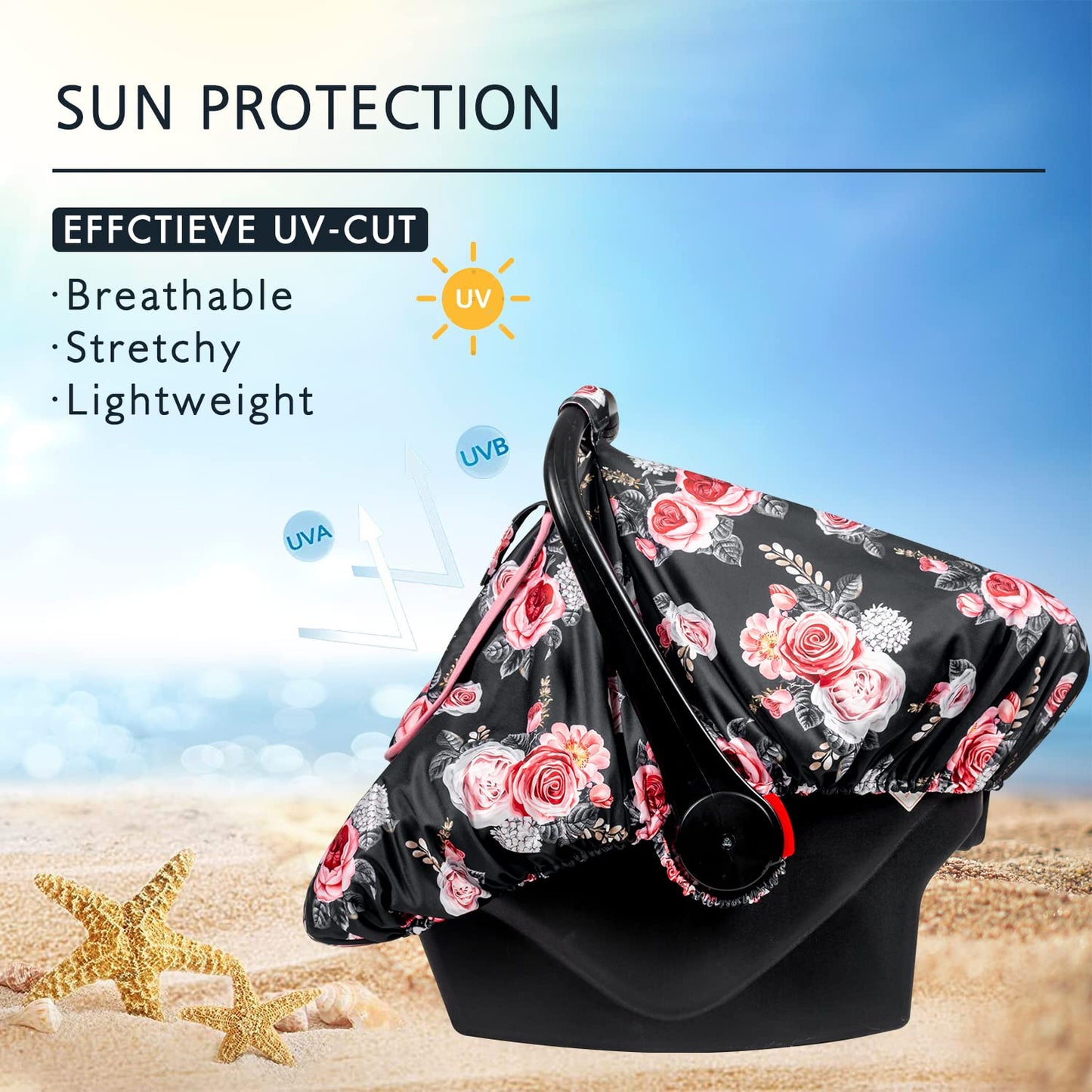 PRIMLECT Baby Car Seat Cover - Black Flowers