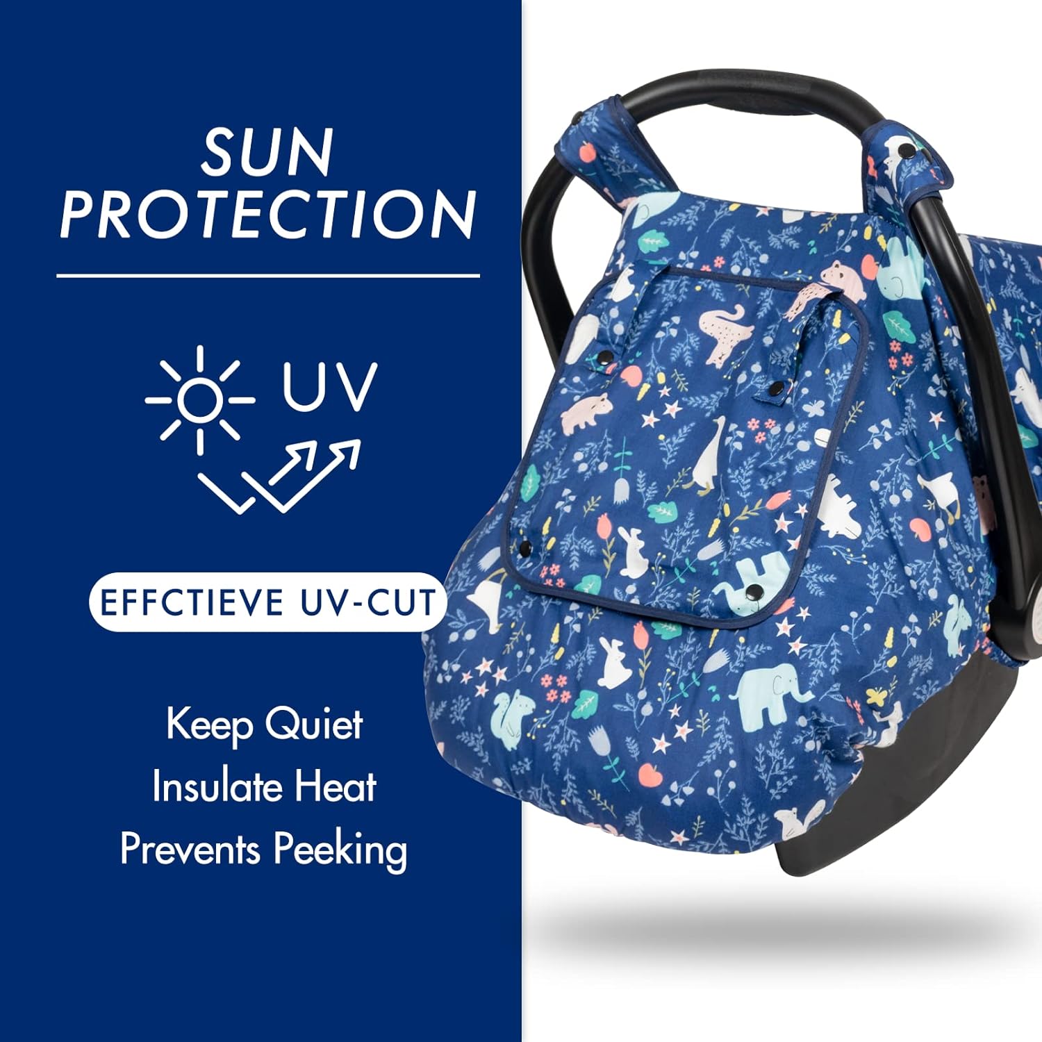 Minky Baby Car Seat Cover - Blue Animal