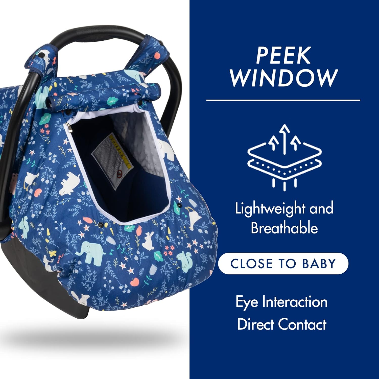 Minky Baby Car Seat Cover - Blue Animal