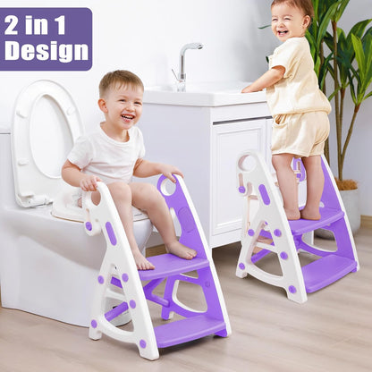 PRIMLECT Potty Training Toilet Seat & Toddler Step Stool - Purple