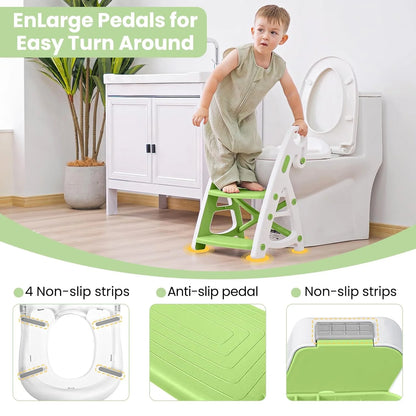 PRIMLECT Potty Training Toilet Seat & Toddler Step Stool - Light Green