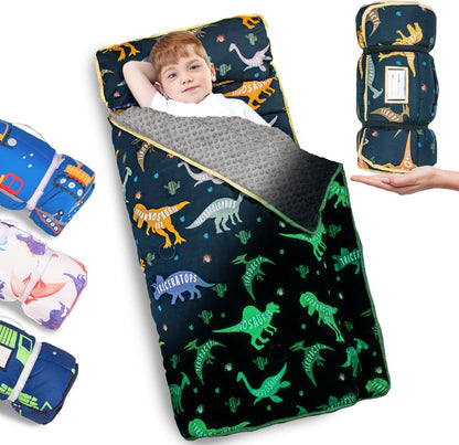 Primlect Nap Mat, 55" x 22" x 2", Thickened Sleeping Bags with Removable Pillow, Glow in the Dark, for Daycare