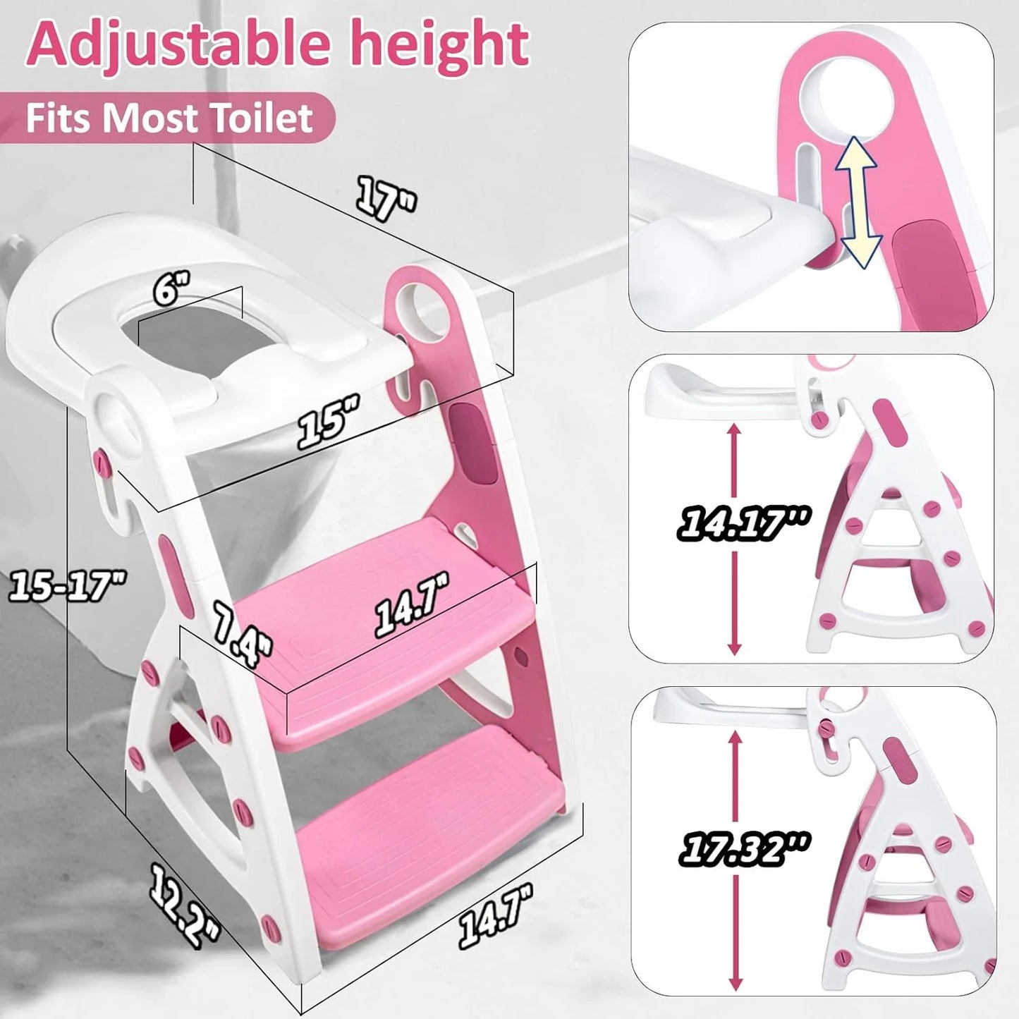 PRIMLECT Potty Training Toilet Seat & Toddler Step Stool - Pink
