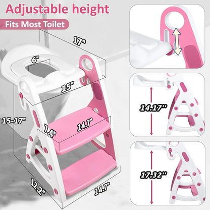 PRIMLECT Potty Training Toilet Seat & Toddler Step Stool - Pink