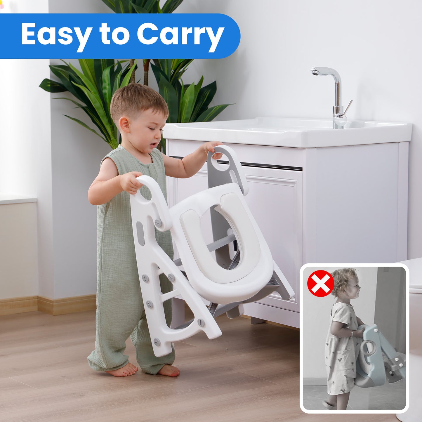 PRIMLECT Potty Training Toilet Seat & Toddler Step Stool - Grey